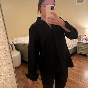 Jones New York Elegant Black Button Down Shirt